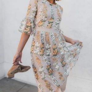 Embroidered Midi Dress